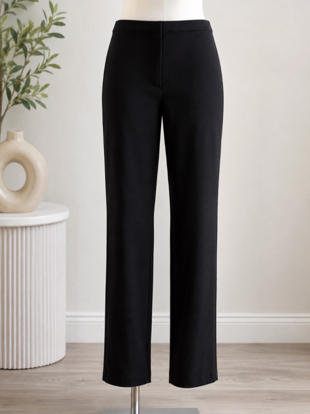 Liz Claiborne Alexis Womens Black Pull On Straight Leg Pants Stretch | Size L